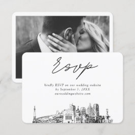 Cartão De Informações RSVP de Desenho Minimalista de Casamento de Indian