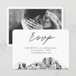 Cartão De Informações RSVP de Desenho Minimalista de Casamento de Primav