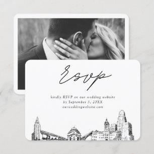 Cartão De Informações RSVP de Desenho Minimalista do Casamento de Buffal