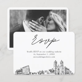 Cartão De Informações RSVP de Desenho Minimalista do Newark Wedding