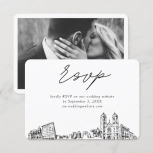Cartão De Informações RSVP de Desenho Minimalista do Newark Wedding