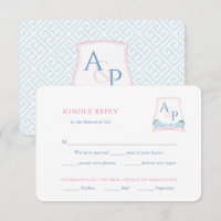 RSVP de Escolha de Refeição de Casamento Azul-Pink