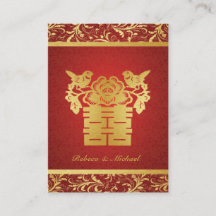 Cartão De Informações RSVP de Felicidade Dourada/Vermelha Chinesa (100 p