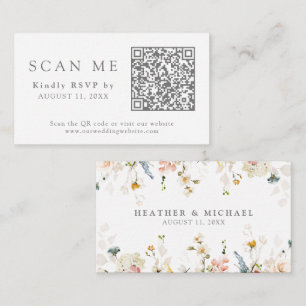 Cartão De Informações RSVP de Flores de Jardim do Site de QR e Casamento