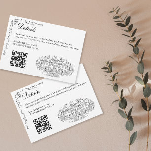Cartão De Informações RSVP de Ilustração de Mansão de Local de Casamento