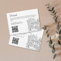 RSVP de Ilustração de Mansão de Local de Casamento