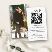 RSVP de QR de Foto Simples Minimalista do Casament