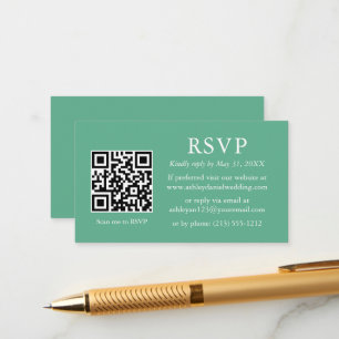 Cartão De Informações RSVP de QR Neo Mint de Casamento Minimalista