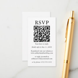 Cartão De Informações RSVP de QR Simples Minimalista de Casamento