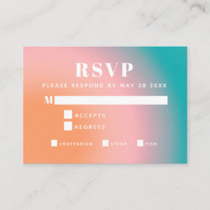 Cartão De Informações RSVP de Refeição de Coral Teal Gradiente da Trenda