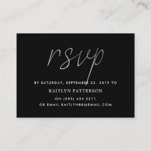 Cartão De Informações RSVP de Script de Foil do Modern Silver