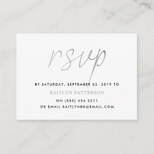 Cartão De Informações RSVP de Script de Foil do Modern Silver