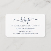 RSVP de Script Simples Azul e Branco do Marinho Mo