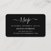 RSVP de Script Simples Preto e Branco Moderno