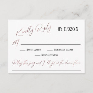 Cartão De Informações RSVP de Solicitação de Música Simples de Manuscrit