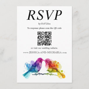 Cartão De Informações RSVP + DETALHES Rainbow Lovebirds