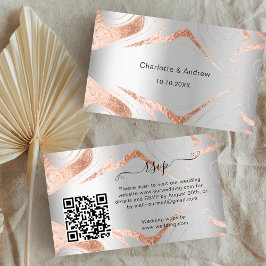 Cartão De Informações RSVP do código QR do site de resposta do casamento