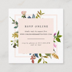 Cartão De Informações RSVP do Site de Casamento Floral Rosa-Blush Elegan