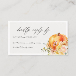 Cartão De Informações RSVP do Site de Casamento Online da Pumpkin Floral