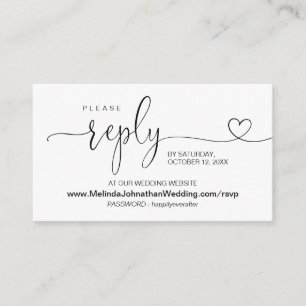 Cartão De Informações RSVP do Site de Casamento Online de Caligrafia Mod