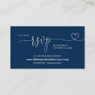 Cartão De Informações RSVP do Site de Casamento Online, Encl Azul do Mar