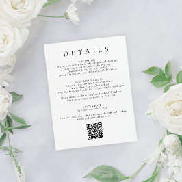 Cartão De Informações RSVP e Detalhes Simples de Casamento Floral Preto