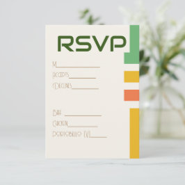 Cartão De Informações RSVP e opções de Comida modernas geométricas