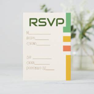 Cartão De Informações RSVP e opções de Comida modernas geométricas