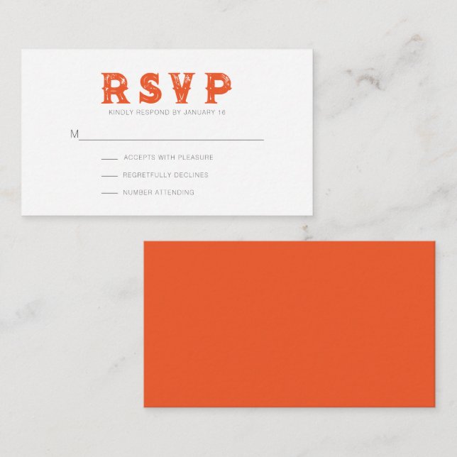 Cartão De Informações RSVP Moderno Russo Laranja Vermelho Intenso (Frente/Verso)