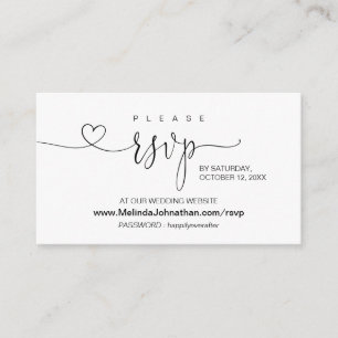 Cartão De Informações RSVP on-line de caligrafia moderna no site de casa