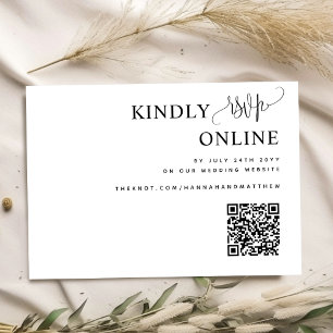 Cartão De Informações RSVP Online de Casamento de Código QR Elegante, Sc