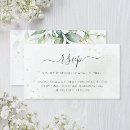 Cartão De Informações RSVP Online de Casamento Eucalyptus Greenery