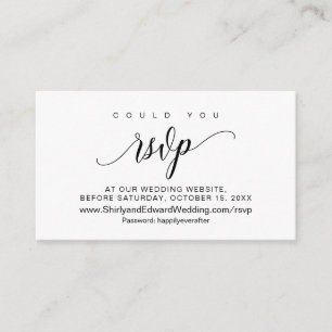 Cartão De Informações RSVP online de casamento, Script preto moderno