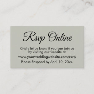 Cartão De Informações RSVP Online Elegante Simple Sage Green