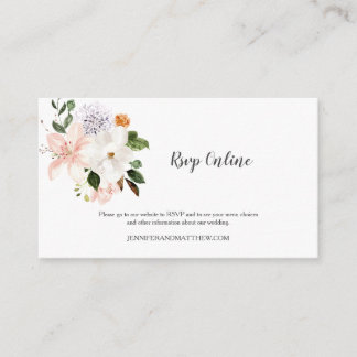 Cartão De Informações RSVP Online Lily Magnolias Peonias Rosas Floral