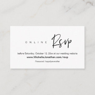 Cartão De Informações RSVP Online, Site de Casamento, Senha, Lembrete