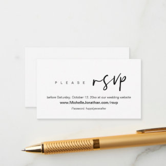 Cartão De Informações RSVP Online, Site de Casamento, Senha, Moderno