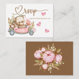 Cartão De Informações RSVP Online Teddy Bear Bear Bear Enclo Chá de fral