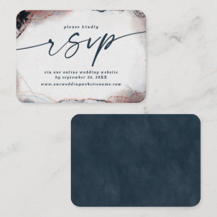 Cartão De Informações RSVP para site de casamento moderno abstrato azul-
