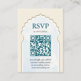 Cartão De Informações RSVP Peacock Taj Mahal Indian Wedding Código QR