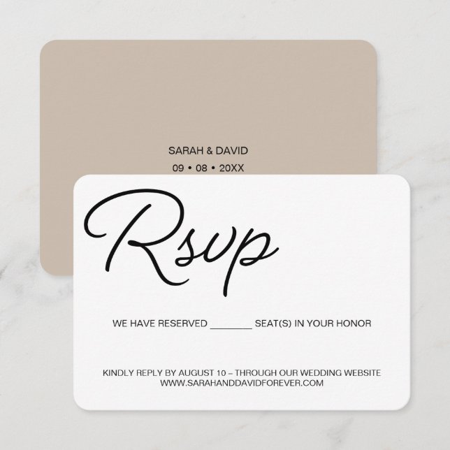 Cartão De Informações RSVP Personalizado de Lugares Reservados para Bord (Frente/Verso)