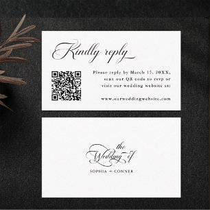 Cartão De Informações RSVP Preto e Branco de Casamento Elegante