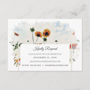 Cartão De Informações *~* RSVP QR Floral Poppy Site AR9 Casamento