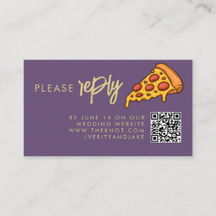 Cartão De Informações RSVP Roxo Lilac Dourado PIZZA Chic Mínimo Moderno