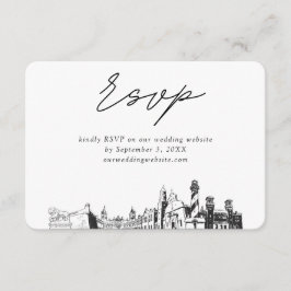 Cartão De Informações Rua Augustine Wedding Minimalist Sketch RSVP