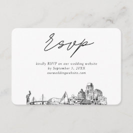 Cartão De Informações Rua. Esboço Minimalista de Casamento de Petersburg