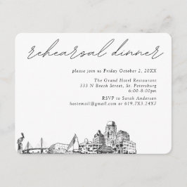 Cartão De Informações Rua. Janto de Ensaio Elegante de Casamento de Pete