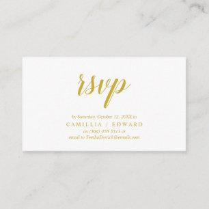 Cartão De Informações Russo Elegante, Script Dourado, resposta RSVP