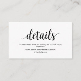 Cartão De Informações Russo Moderno, Negro, Detalhes do Casamento, RSVP