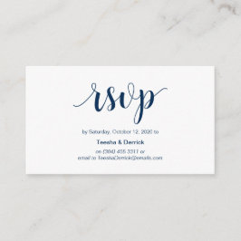 Cartão De Informações Russo moderno, Script Azul Marinho, RSVP on-line